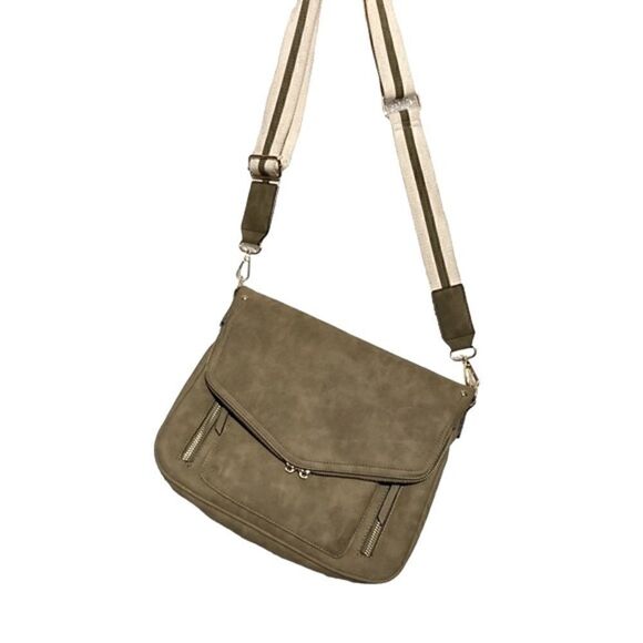 Olive Green Satchel Messenger Crossbody Bag - Picture 1 of 15